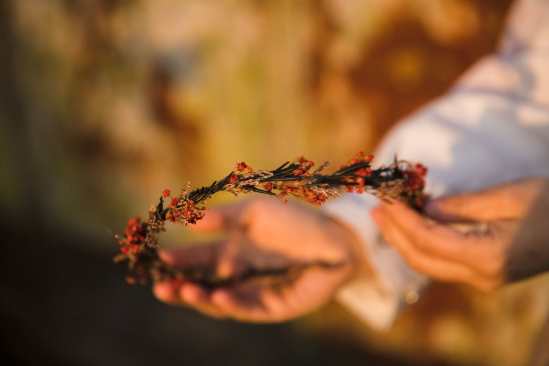 Baby's Breath & Rosemary Flower Crown: Delicate Bridal Headpiece – handmade floral hair accessory by magaela