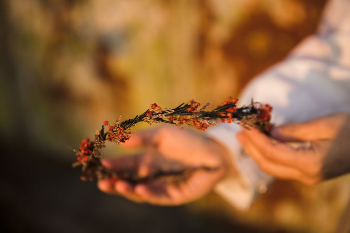 Baby's Breath & Rosemary Flower Crown: Delicate Bridal Headpiece – handmade floral hair accessory by magaela