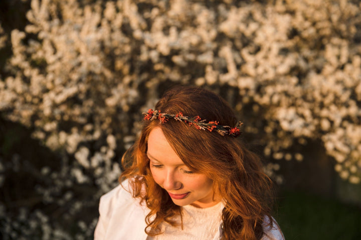 Baby's Breath & Rosemary Flower Crown: Delicate Bridal Headpiece – handmade floral hair accessory by magaela