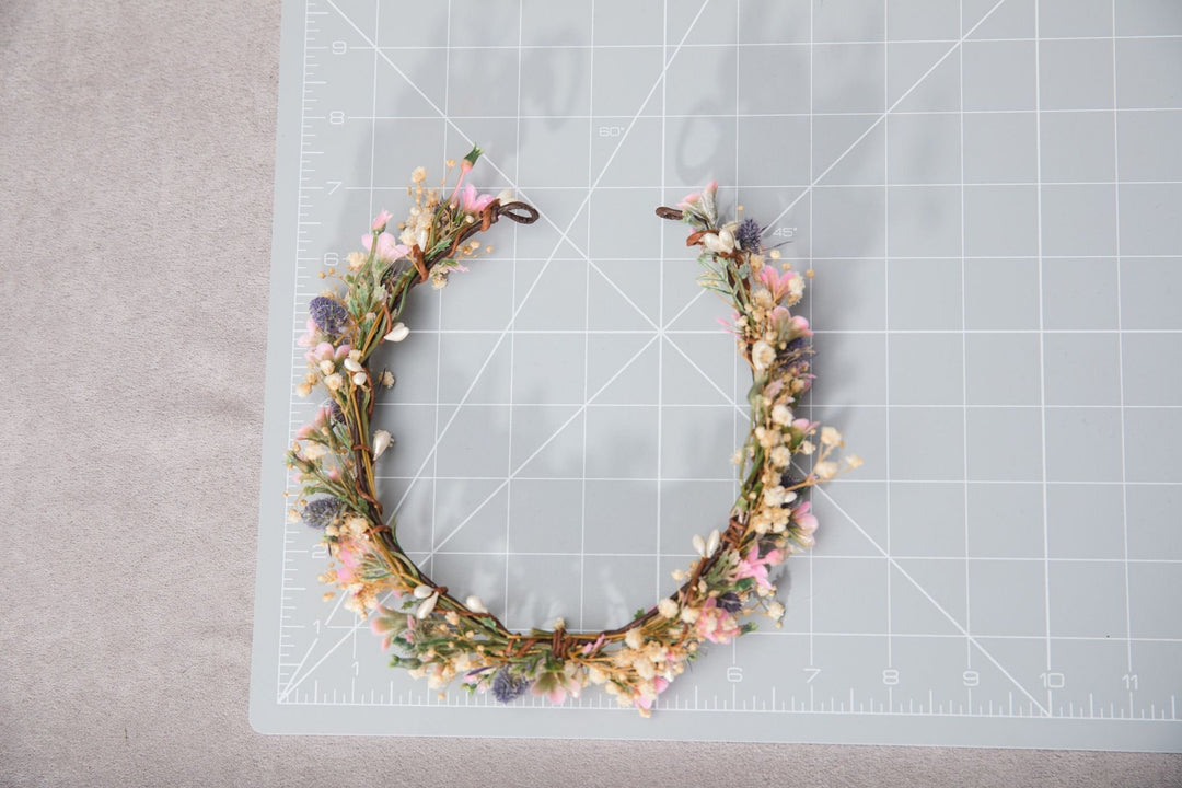 Meadow Wedding Half Wreath: Thistle Flower Headpiece – handmade floral hair accessory by magaela