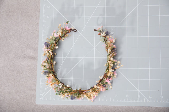 Meadow Wedding Half Wreath: Thistle Flower Headpiece – handmade floral hair accessory by magaela