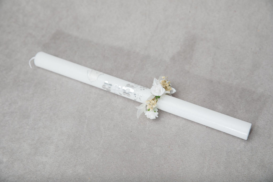 First Communion Candle Decoration: White Floral Wreath, Handmade – handmade floral hair accessory by magaela
