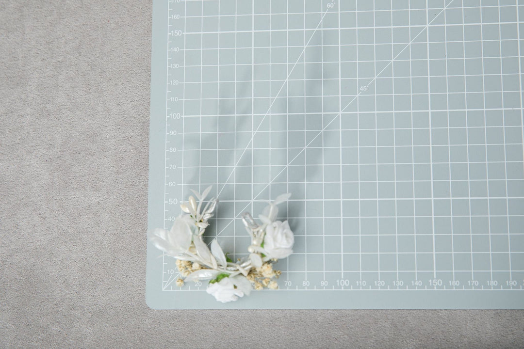 First Communion Candle Decoration: White Floral Wreath, Handmade – handmade floral hair accessory by magaela