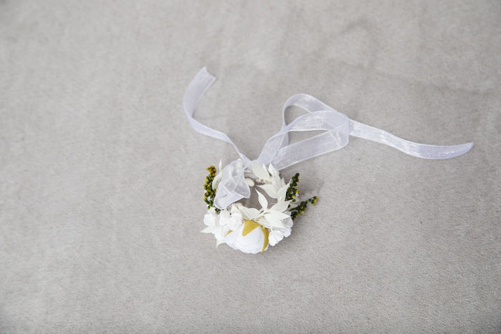White Peony Communion Candle Decoration: Floral Wreath – handmade floral hair accessory by magaela