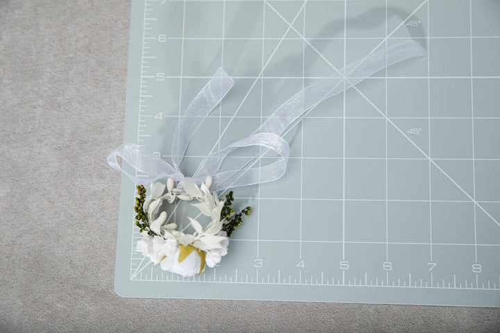 White Peony Communion Candle Decoration: Floral Wreath – handmade floral hair accessory by magaela