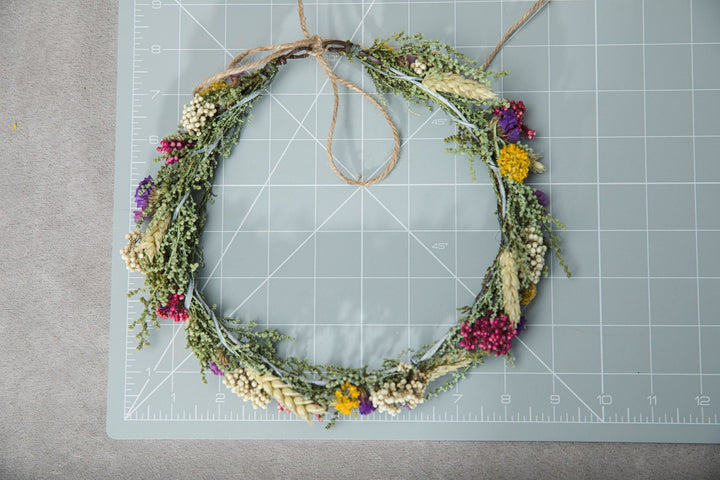 Natural Flower Wedding Wreath: Preserved Meadow Style – handmade floral hair accessory by magaela