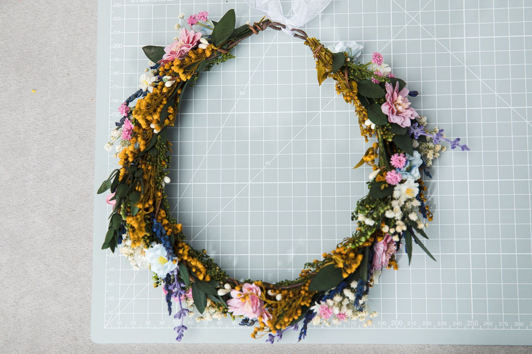 Lavender Flower Hair Wreath: Meadow Bridal Crown, Spring Wedding – handmade floral hair accessory by magaela