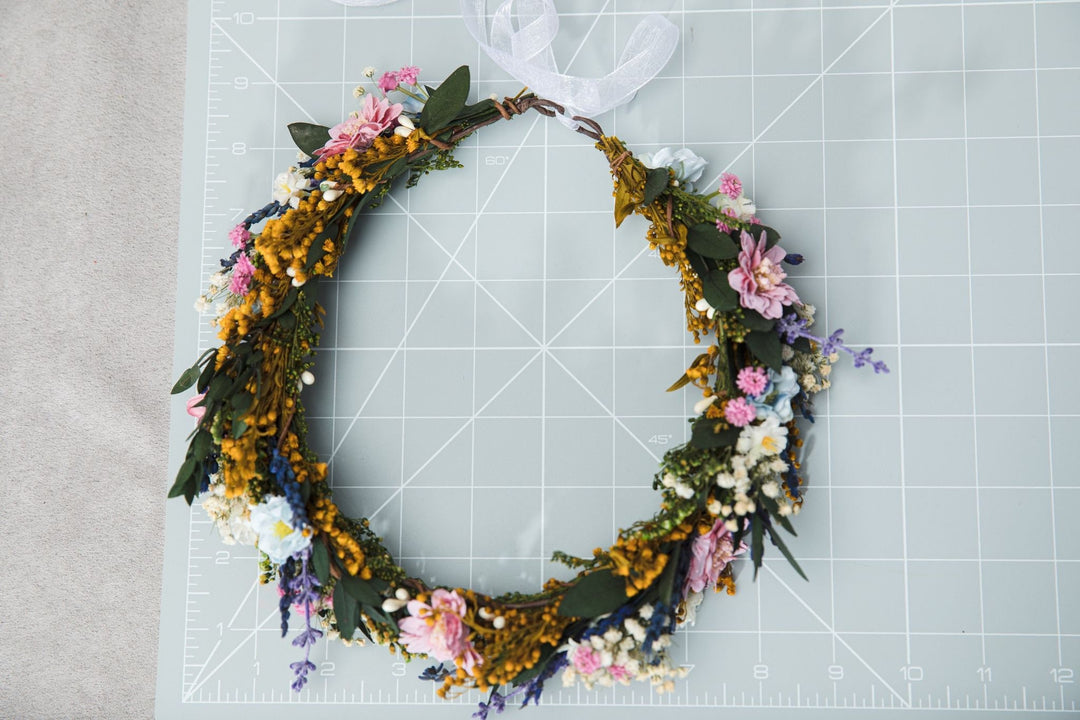 Lavender Flower Hair Wreath: Meadow Bridal Crown, Spring Wedding – handmade floral hair accessory by magaela