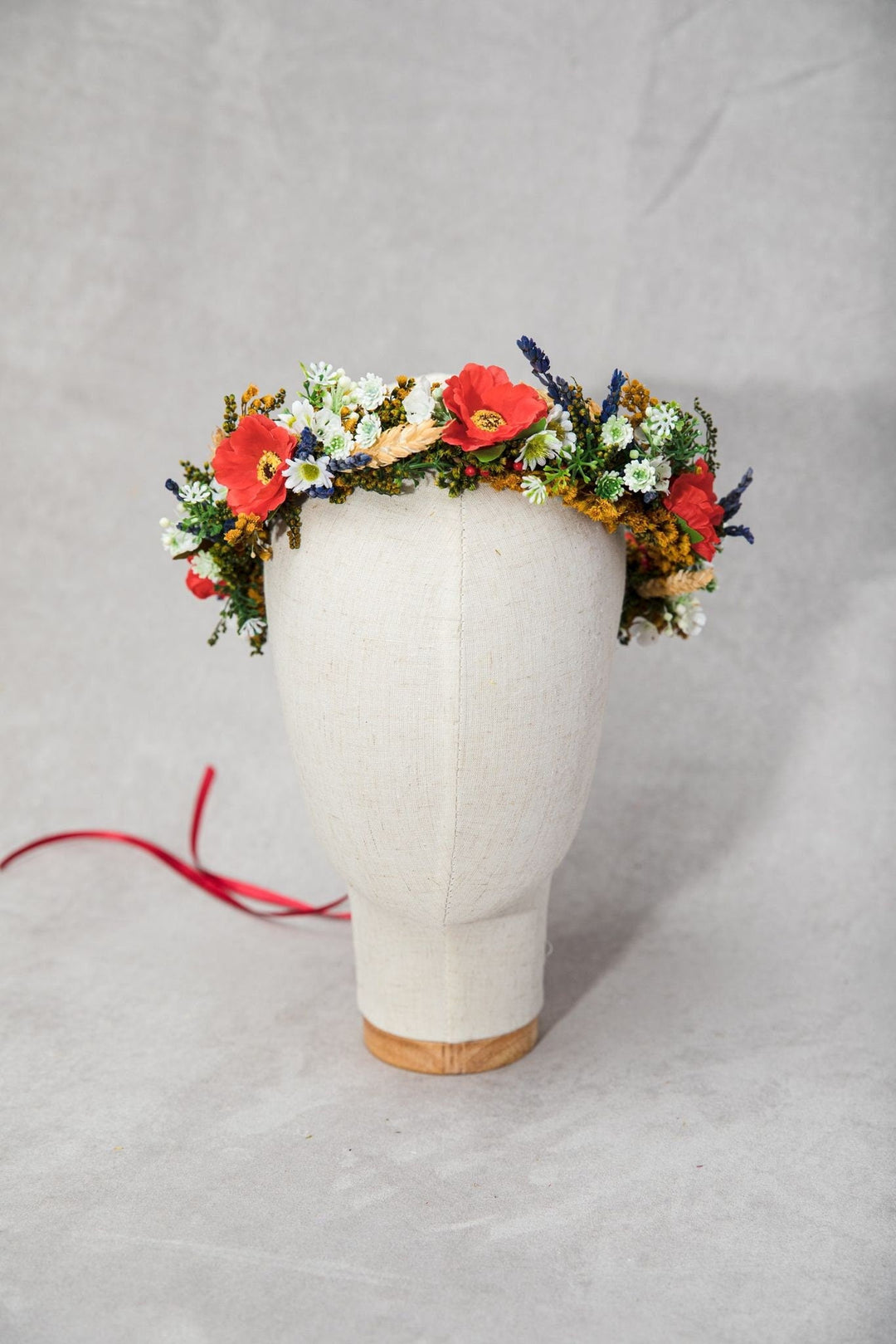 Folk Flower Crown: Poppy & Wheat Hair Wreath – handmade floral hair accessory by magaela