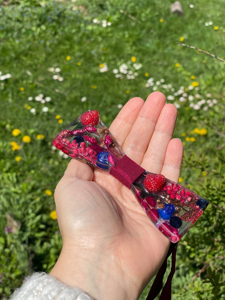Raspberry Resin Bow Tie: Groom's Berry Bowtie – handmade floral hair accessory by magaela