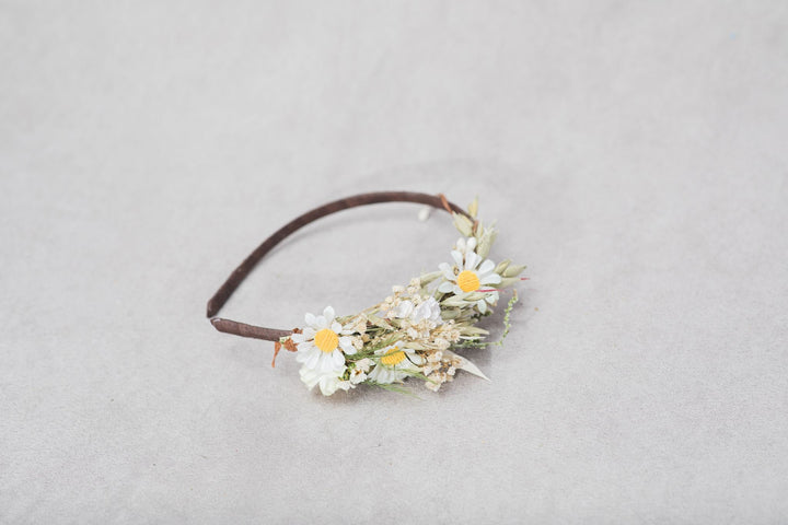 Daisy Flower Headband: Preserved Ivory Floral Crown, Spring Wedding – handmade floral hair accessory by magaela