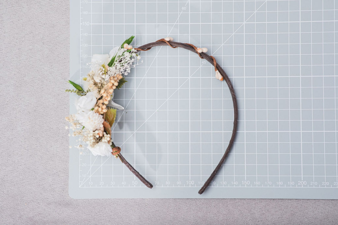 Ivory Rose Flower Headband: Bridal Headpiece, Holy Communion – handmade floral hair accessory by magaela