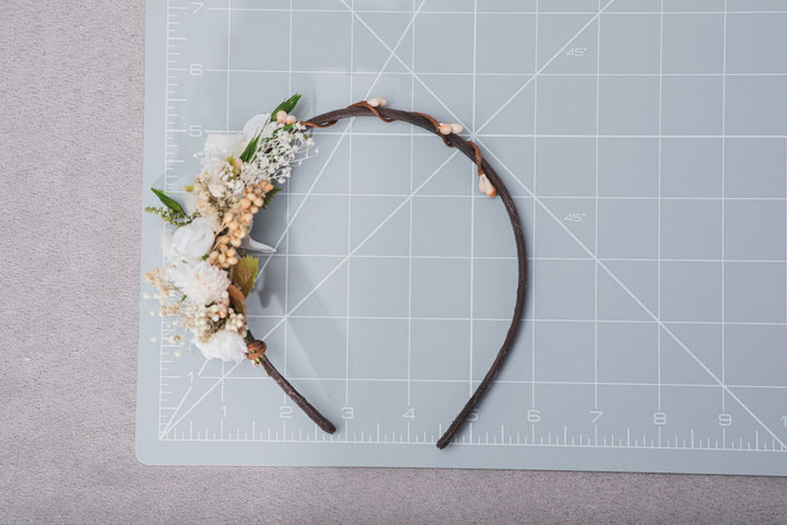 Ivory Rose Flower Headband: Bridal Headpiece, Holy Communion – handmade floral hair accessory by magaela