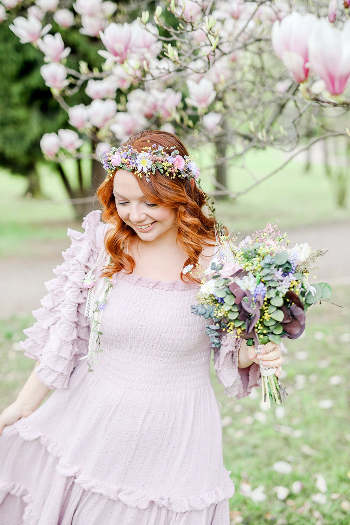 Handmade Preserved Flower Bridal Bouquet: Romantic Pastel Wedding – handmade floral hair accessory by magaela