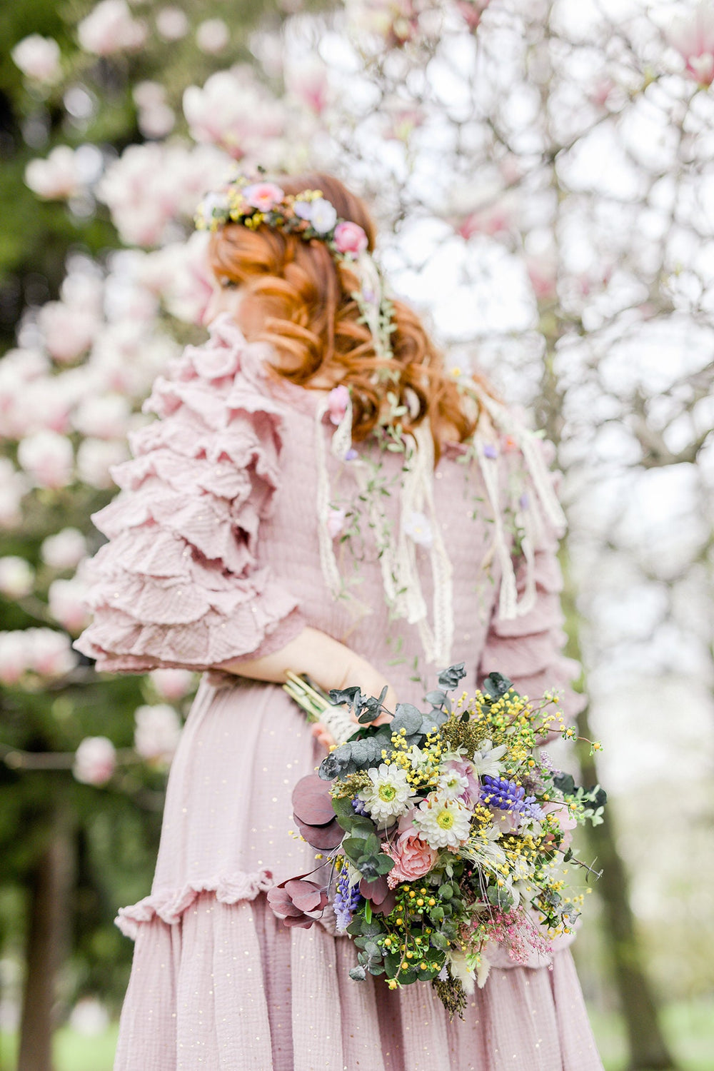 Handmade Preserved Flower Bridal Bouquet: Romantic Pastel Wedding – handmade floral hair accessory by magaela
