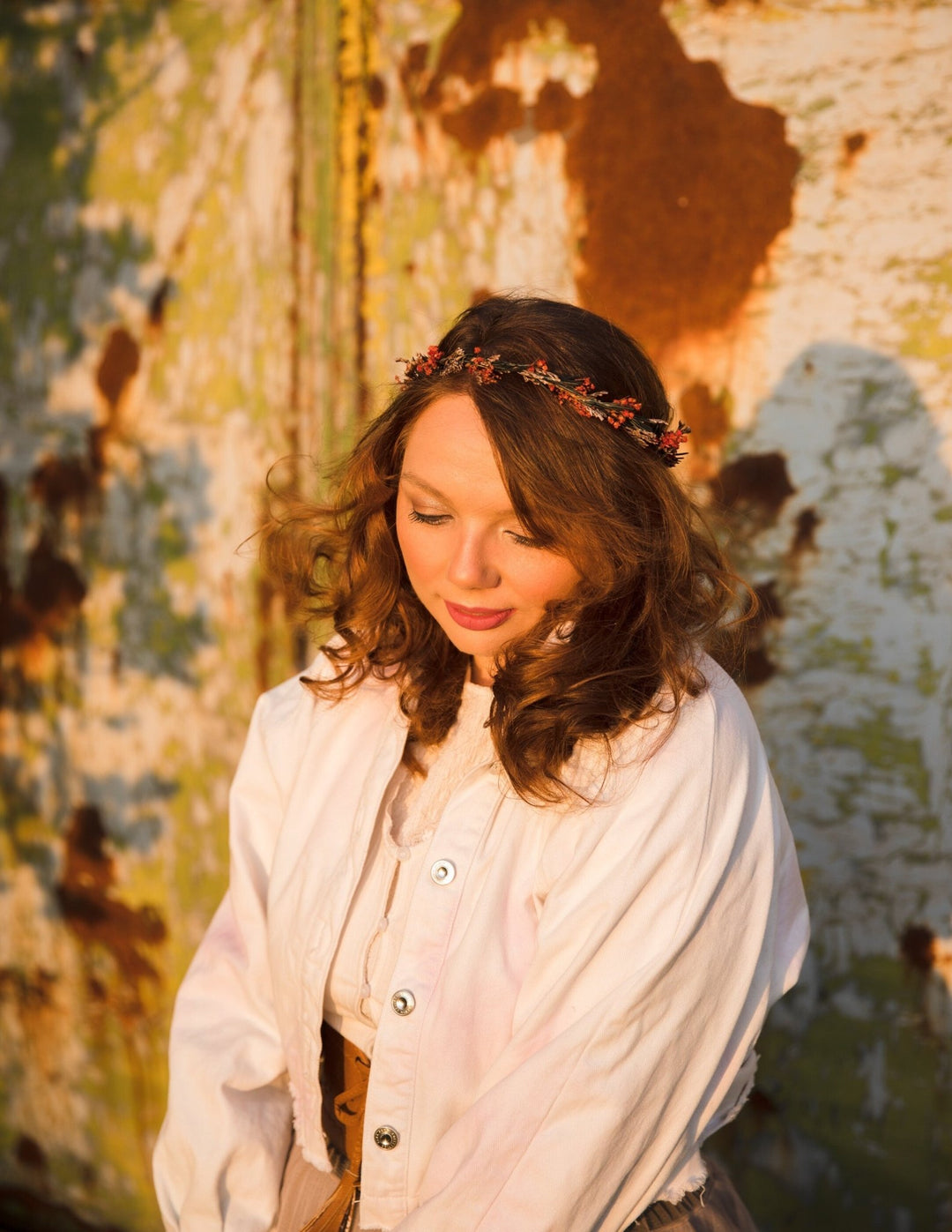 Baby's Breath & Rosemary Flower Crown: Delicate Bridal Headpiece – handmade floral hair accessory by magaela
