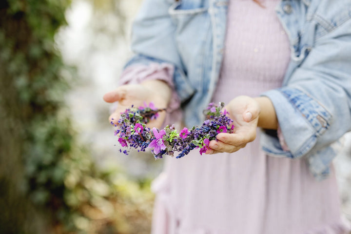 Purple Flower Bridal Crown: Lavender Wedding Headpiece – handmade floral hair accessory by magaela