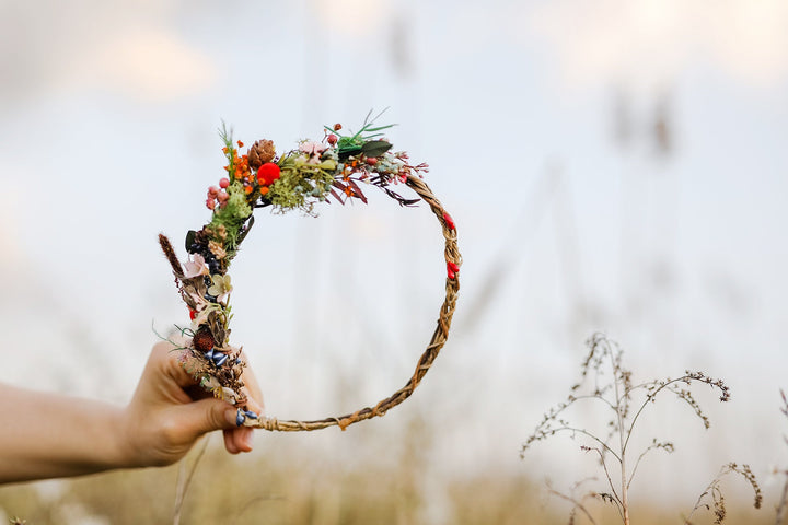 Woodland Bridal Hair Wreath: Forest Wedding Flower Crown – handmade floral hair accessory by magaela