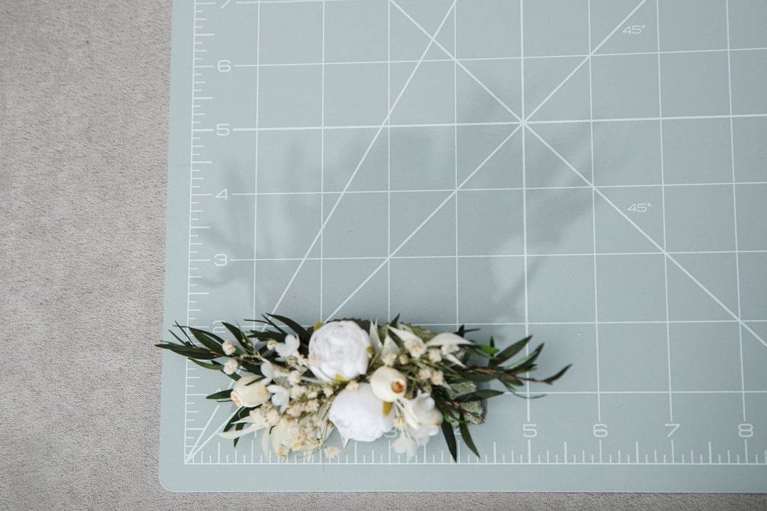 White Peony Flower Hair Clip: First Communion Wedding Headpiece – handmade floral hair accessory by magaela