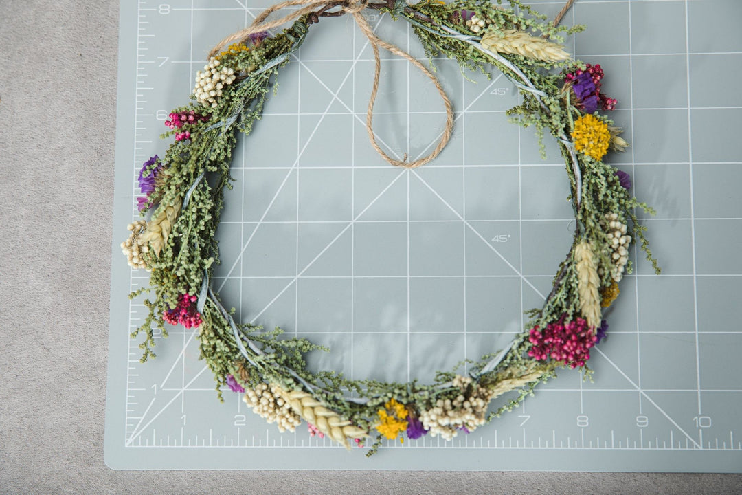 Natural Flower Wedding Wreath: Preserved Meadow Style – handmade floral hair accessory by magaela