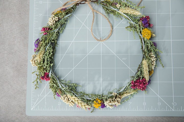 Natural Flower Wedding Wreath: Preserved Meadow Style – handmade floral hair accessory by magaela
