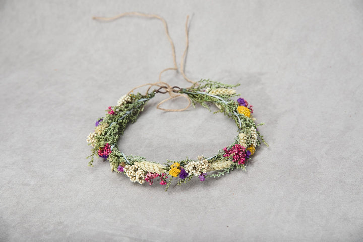 Natural Flower Wedding Wreath: Preserved Meadow Style – handmade floral hair accessory by magaela