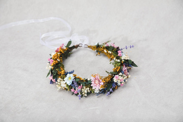 Lavender Flower Hair Wreath: Meadow Bridal Crown, Spring Wedding – handmade floral hair accessory by magaela