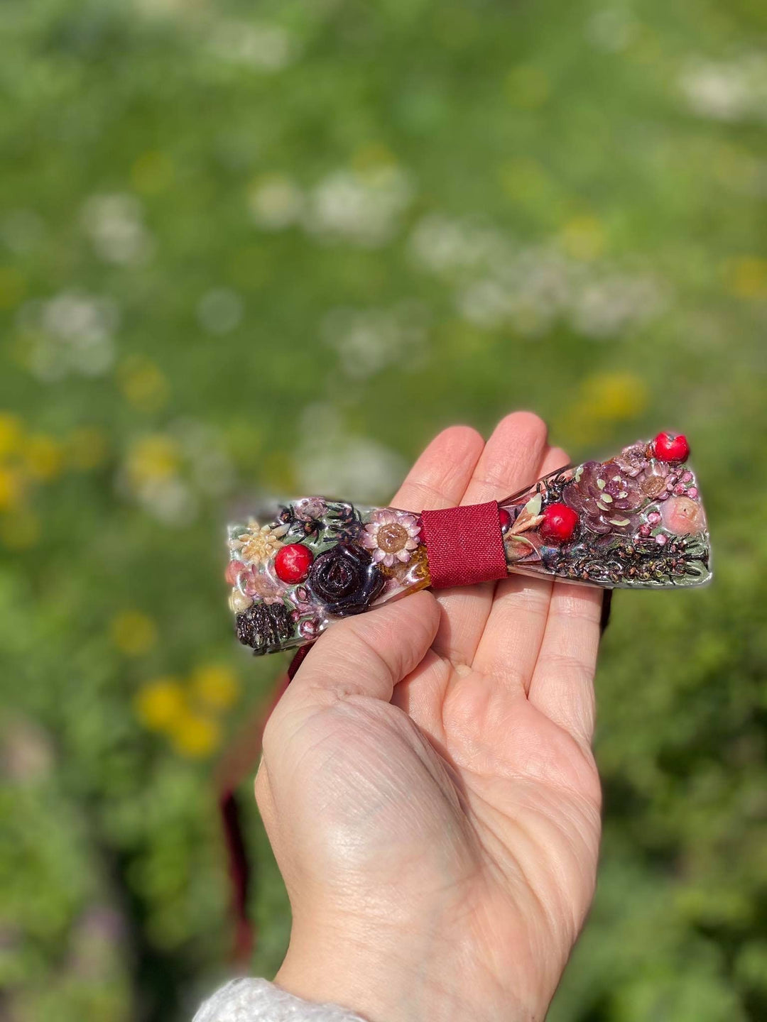 Resin Flower Bow Tie: Handmade Woodland Wedding Accessories – handmade floral hair accessory by magaela