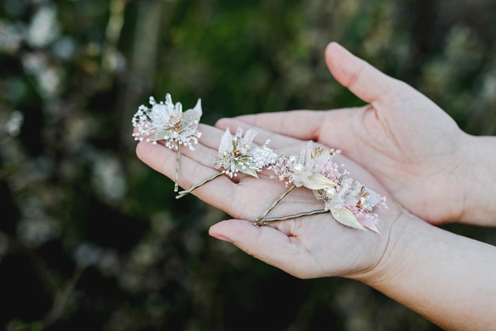 Bridal Flower Hair Pins: Vintage Crystal Pearl Wedding Hair Accessories – handmade floral hair accessory by magaela