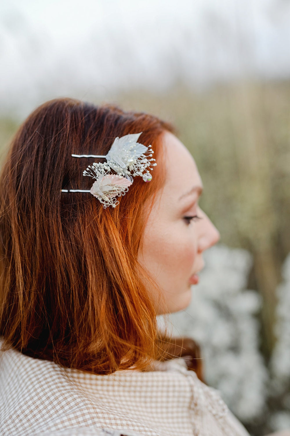 Bridal Flower Hair Pins: Vintage Crystal Pearl Wedding Hair Accessories – handmade floral hair accessory by magaela