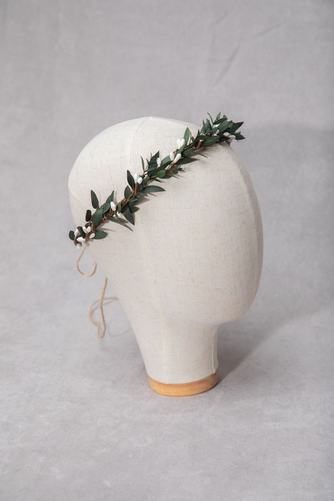 Greenery Wedding Crown: Preserved Eucalyptus Boho Headpiece – handmade floral hair accessory by magaela