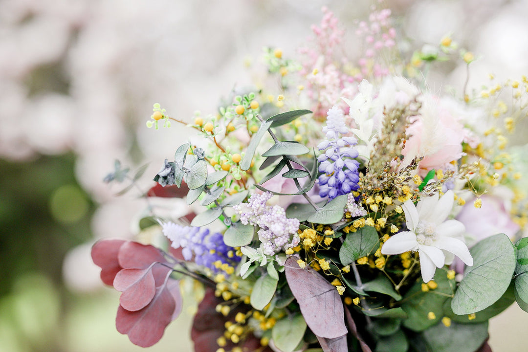 Handmade Preserved Flower Bridal Bouquet: Romantic Pastel Wedding – handmade floral hair accessory by magaela