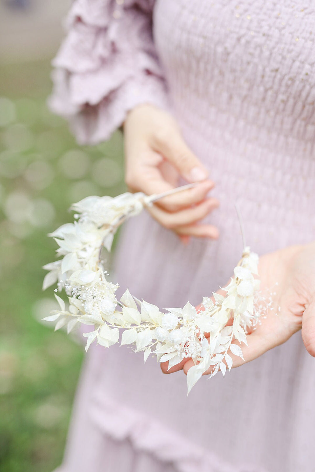 Ivory Flower Wedding Headband: Preserved Floral Bridal Crown – handmade floral hair accessory by magaela