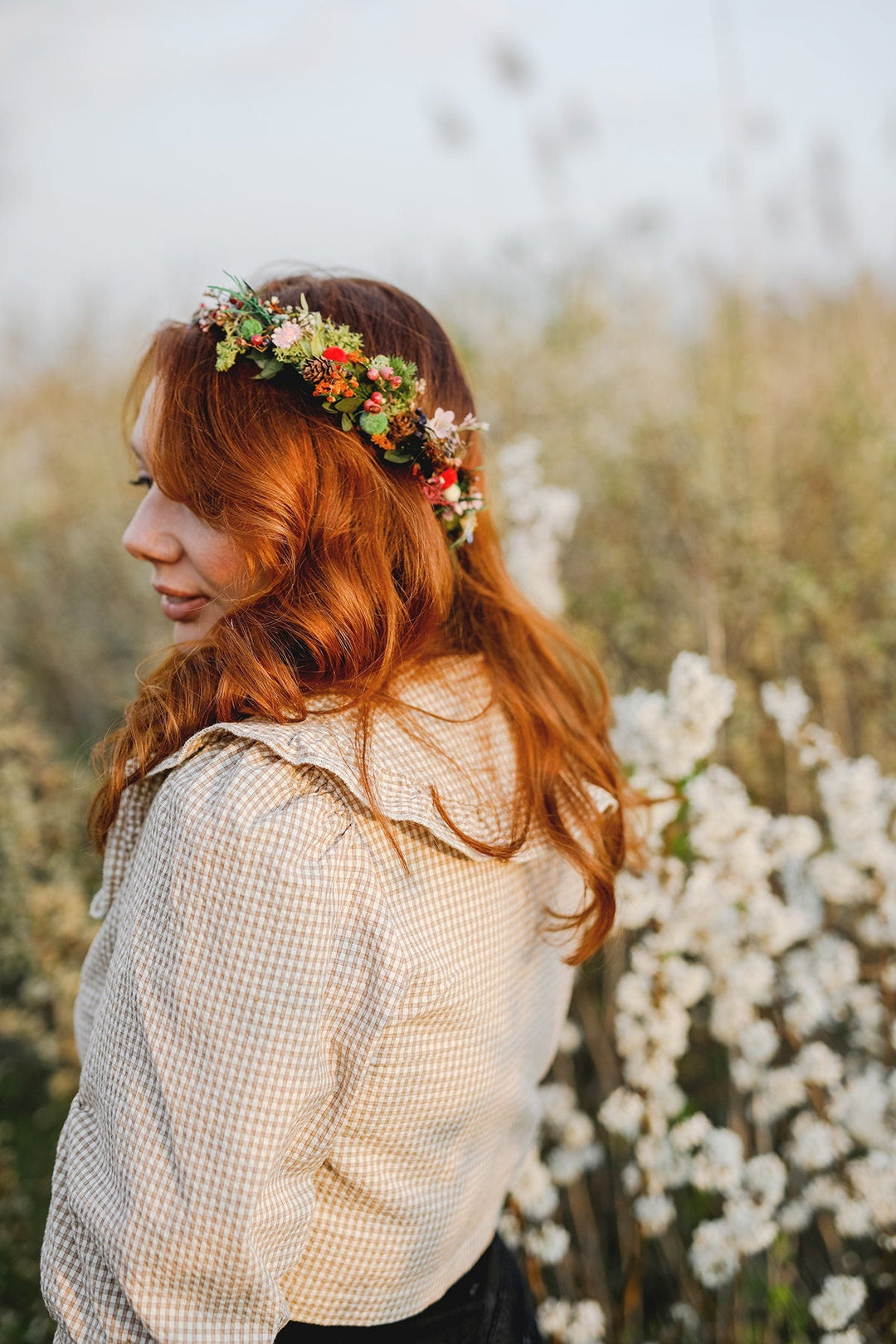 Woodland Bridal Hair Wreath: Forest Wedding Flower Crown – handmade floral hair accessory by magaela