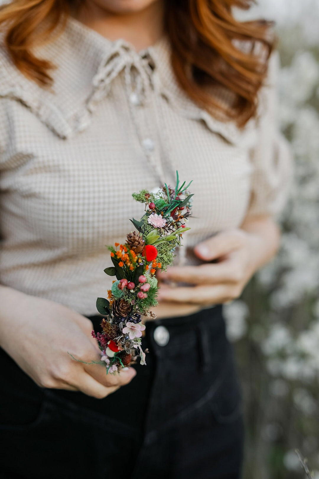 Woodland Bridal Hair Wreath: Forest Wedding Flower Crown – handmade floral hair accessory by magaela