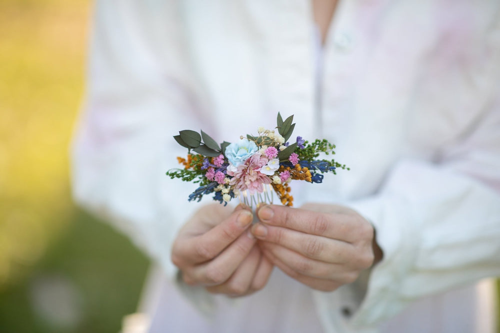 Wildflower Wedding Hair Comb: Handmade Meadow Bridal Hairpiece – handmade floral hair accessory by magaela