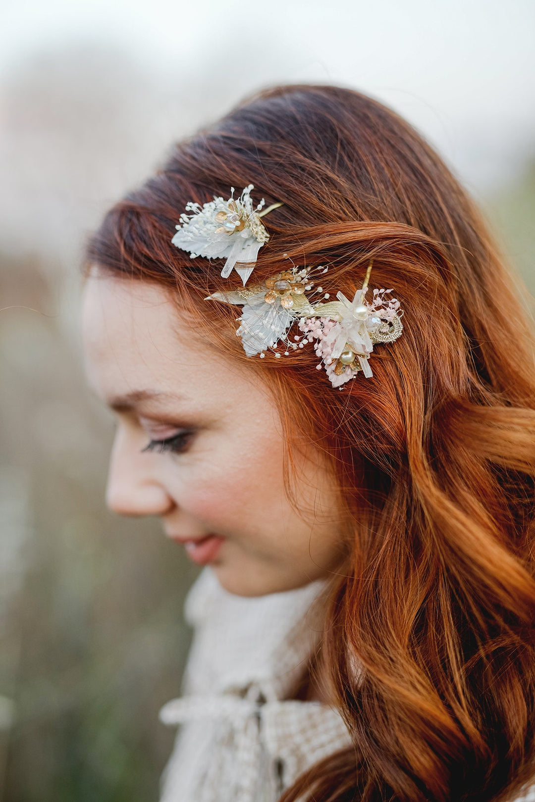 Bridal Flower Hair Pins: Vintage Crystal Pearl Wedding Hair Accessories – handmade floral hair accessory by magaela