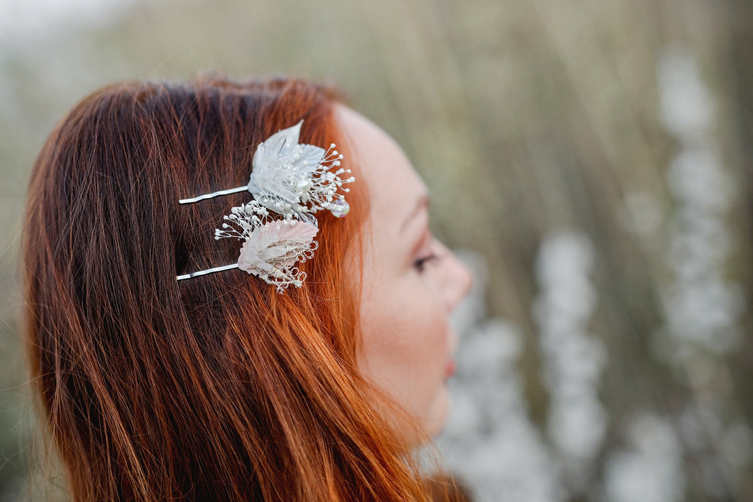 Bridal Flower Hair Pins: Vintage Crystal Pearl Wedding Hair Accessories – handmade floral hair accessory by magaela