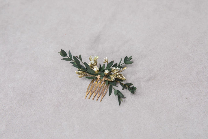 Eucalyptus Wedding Hair Comb: Greenery Bridal Flower Accessories – handmade floral hair accessory by magaela