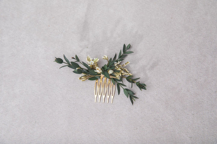 Eucalyptus Wedding Hair Comb: Greenery Bridal Flower Accessories – handmade floral hair accessory by magaela