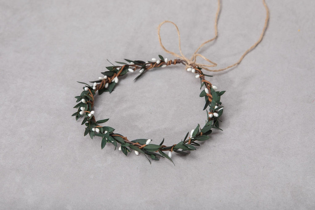 Greenery Wedding Crown: Preserved Eucalyptus Boho Headpiece – handmade floral hair accessory by magaela