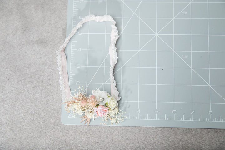 Peach Floral Bridal Garter: Ivory Lace Wedding Toss Garter – handmade floral hair accessory by magaela