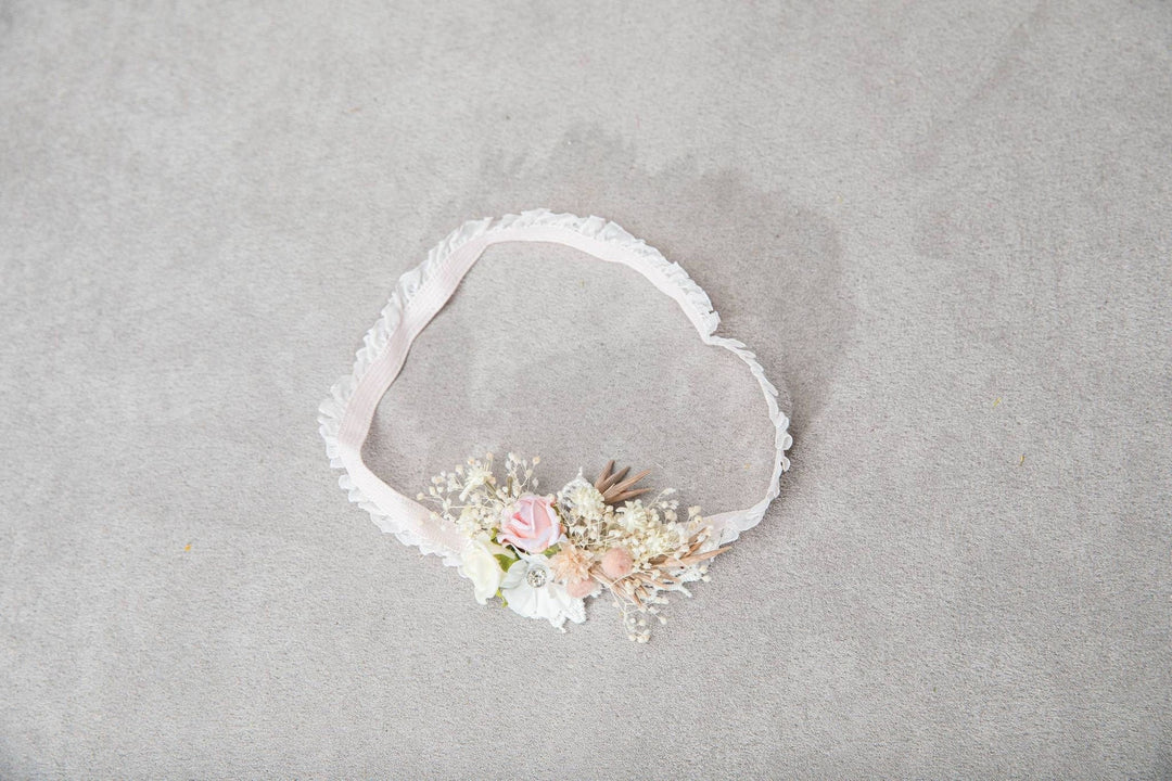 Peach Floral Bridal Garter: Ivory Lace Wedding Toss Garter – handmade floral hair accessory by magaela