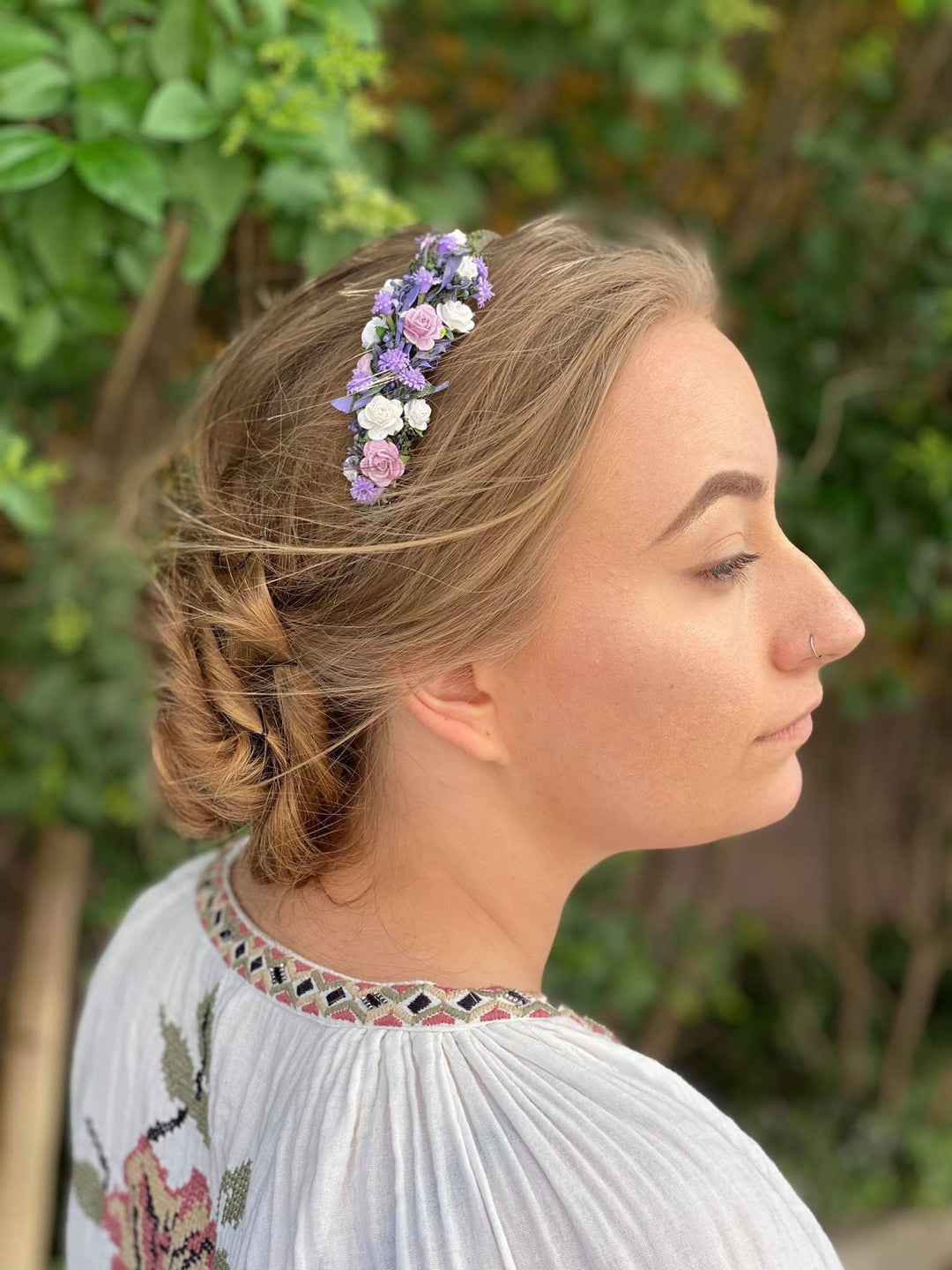 Lavender Rose Headband: Purple Floral Hair Piece – handmade floral hair accessory by magaela