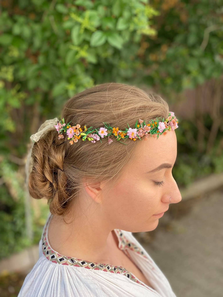 Delicate Flower Bridal Wreath: Summer Wedding Hair Crown – handmade floral hair accessory by magaela