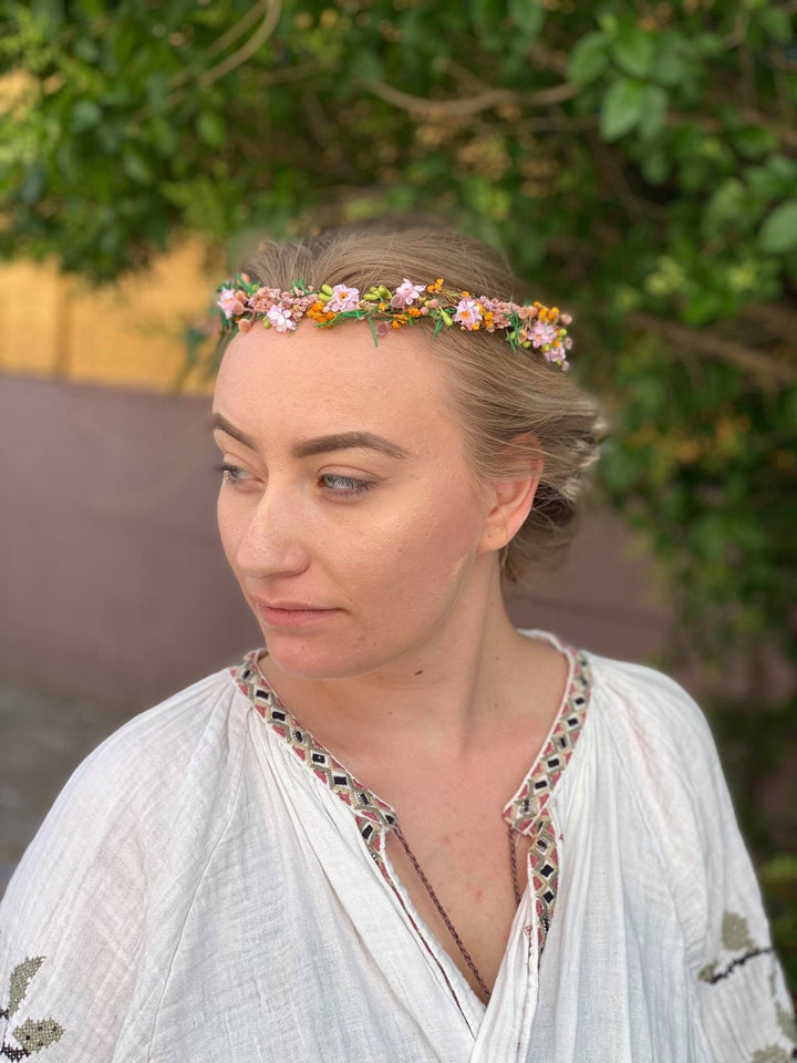 Delicate Flower Bridal Wreath: Summer Wedding Hair Crown – handmade floral hair accessory by magaela