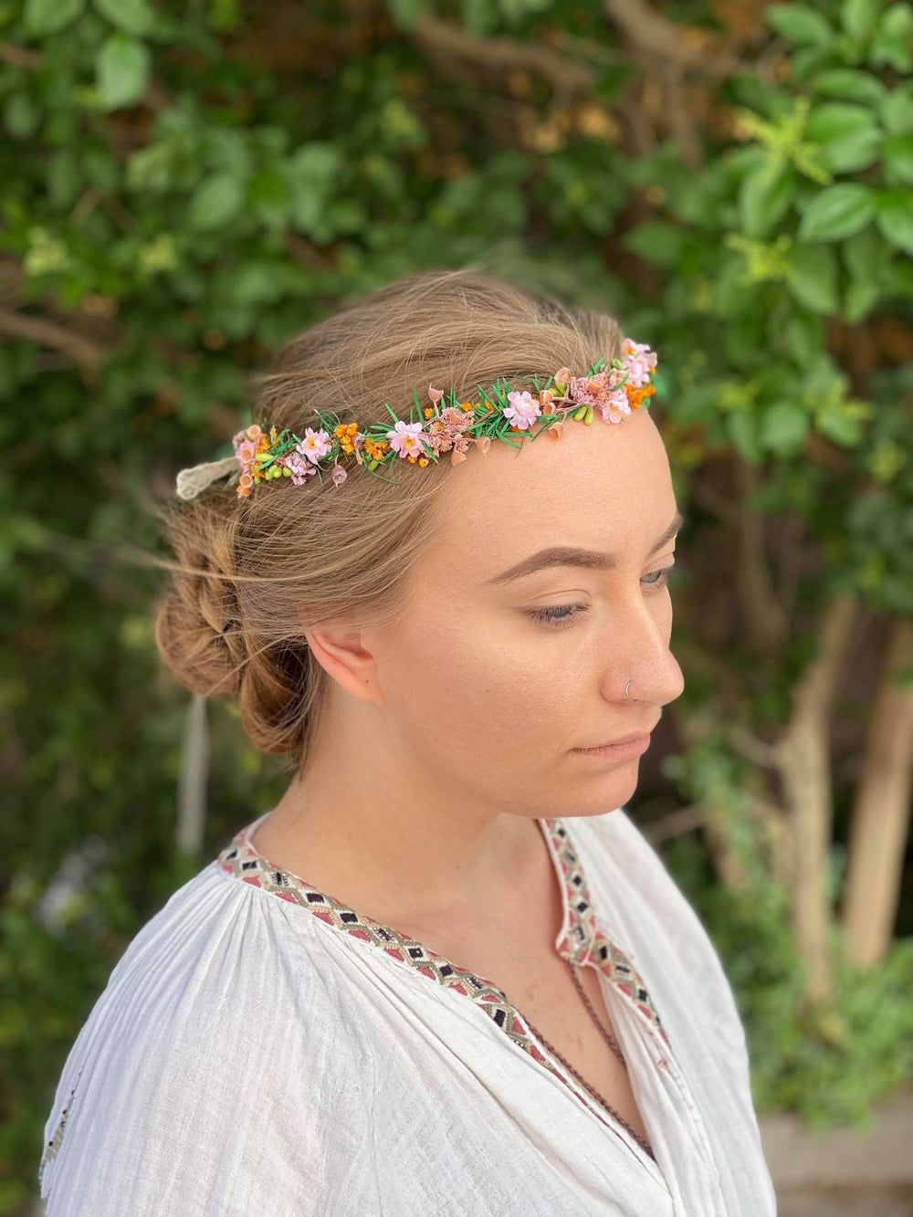 Delicate Flower Bridal Wreath: Summer Wedding Hair Crown – handmade floral hair accessory by magaela