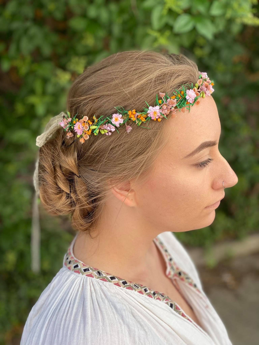 Delicate Flower Bridal Wreath: Summer Wedding Hair Crown – handmade floral hair accessory by magaela