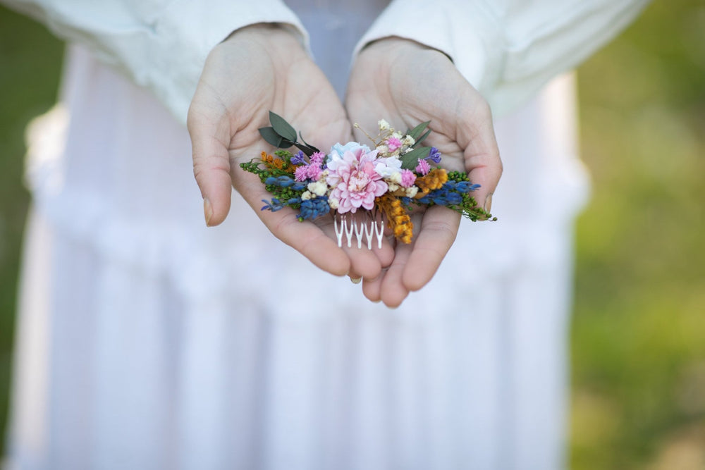 Wildflower Wedding Hair Comb: Handmade Meadow Bridal Hairpiece – handmade floral hair accessory by magaela