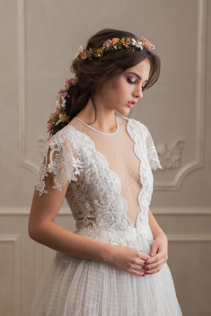 Daisy Wedding Hair Garland: Long Shapeable Bridal Flower Vine – handmade floral hair accessory by magaela